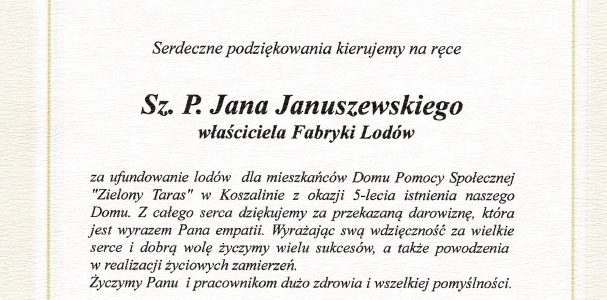 Podziękowania dla Pana Jana Januszewskiego Podziękowania dla Pana Jana Januszewskiego